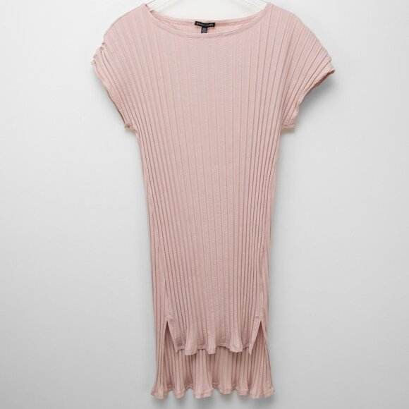 Eileen Fisher Tops - Eileen Fisher Tunic Top Ribbed Bateau Neck Shirt Short Sleeve Blush Pink Large